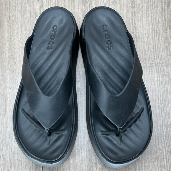 Crocs Getaway Platform Flip Flops Womens 10 Casual Comfort Sandals 209410 Black - Picture 9 of 12